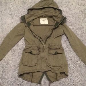 A&F green hooded utility jacket